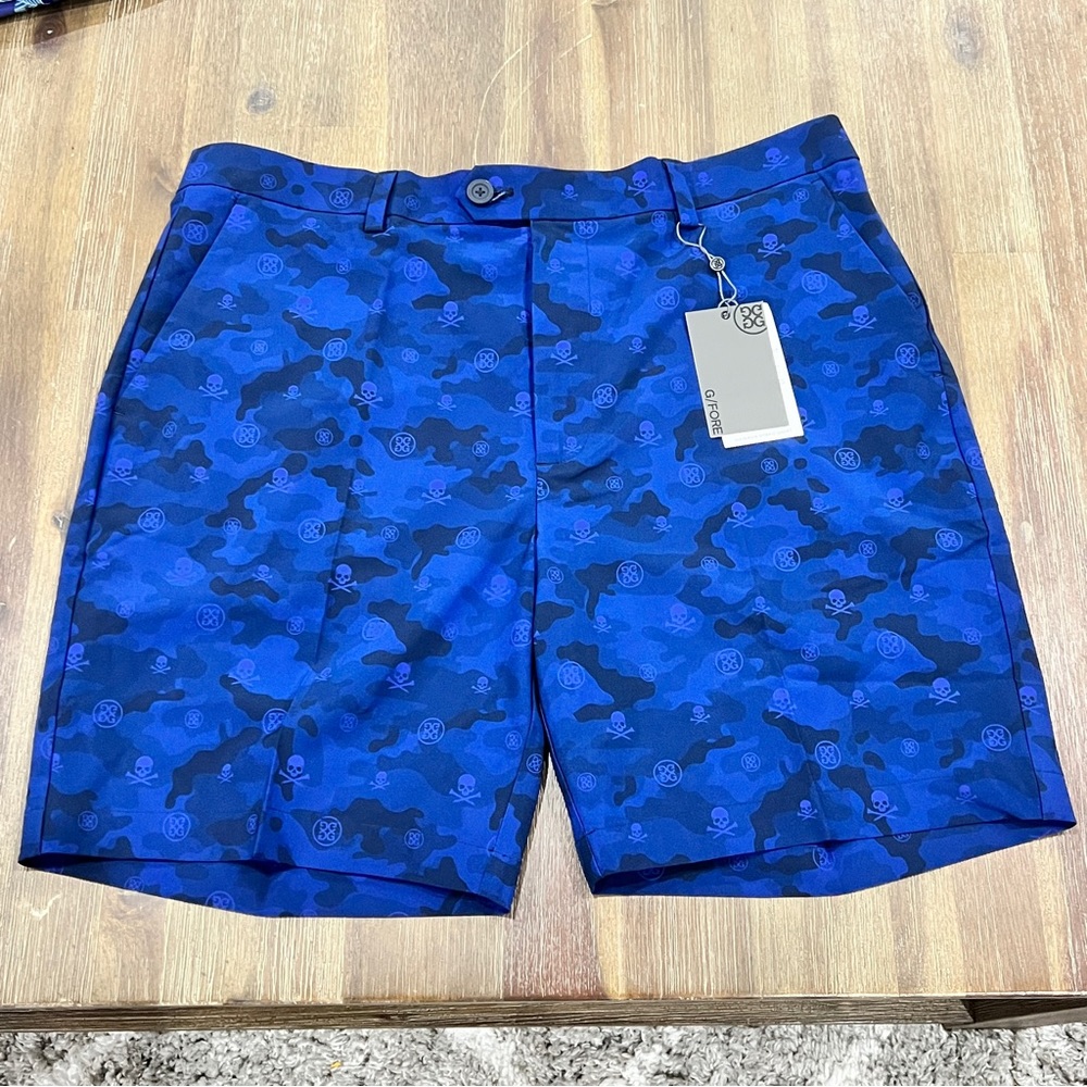 G/Fore G4 Skulls & Tees Blue Camo Men’s Technical Stretch Golf Shorts Sz 36 NWT